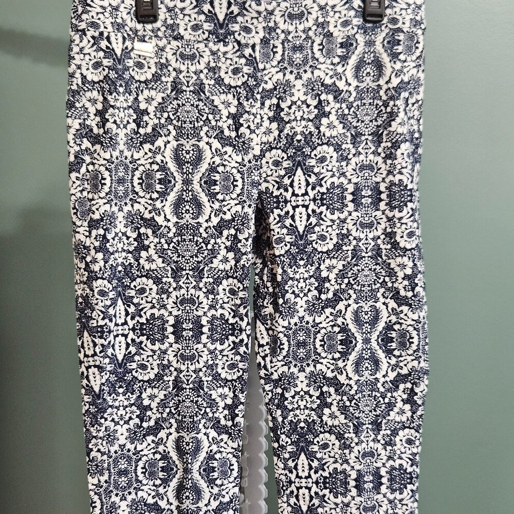 Emaline Navy Print Pull On Skinny Ankle Pant